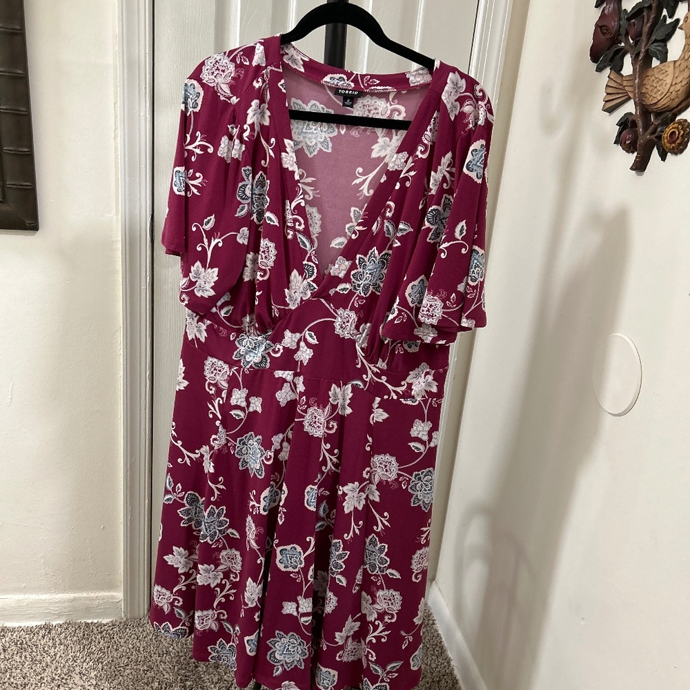 Torrid Floral Burgundy Dress